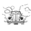 Upturned Volkswagen beetle with a bugs stomach and legs instead of wheels tattoo design idea
