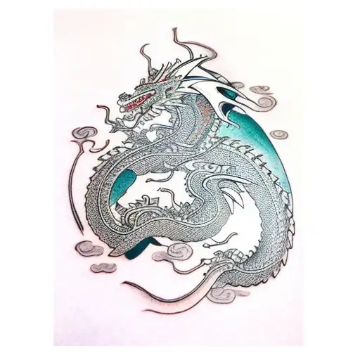 dragon samurai geisha tattoo design idea