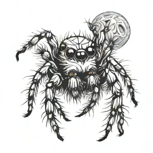 jumping spider black and white tattoo design idea