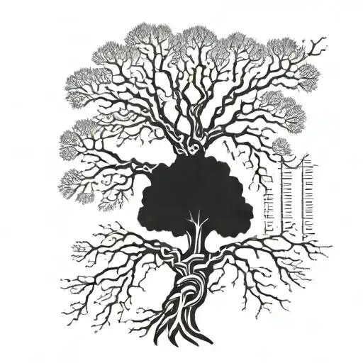 a tree which has ogham writing as the trunk  tattoo design idea
