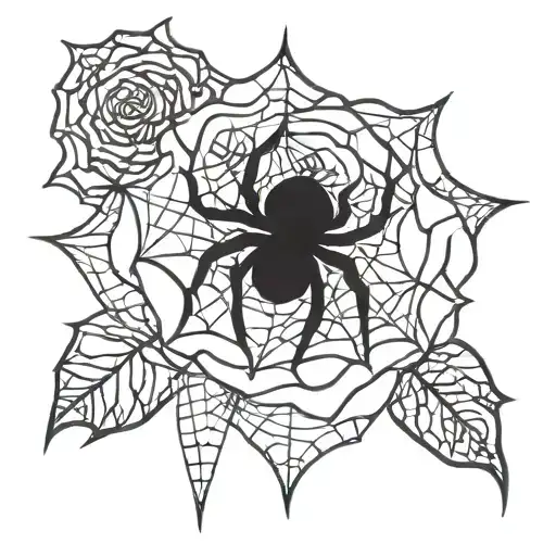 Rose with Spider web tattoo tattoo design idea