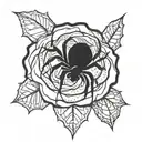 Rose with Spider web tattoo tattoo design idea