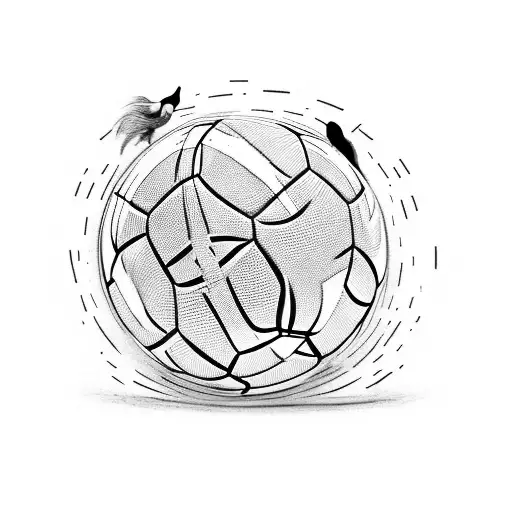 A football player kicking a ball, with a trail of black cats running alongside tattoo design idea