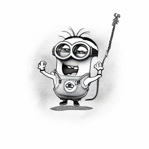 A tattoo design featuring a mischievous Minion exploring the outer banks tattoo design idea