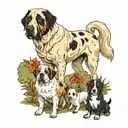 farm animals and a brindle livestock guardian dog tattoo design idea