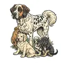 farm animals and a brindle livestock guardian dog tattoo design idea