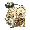 farm animals and a brindle livestock guardian dog tattoo design idea