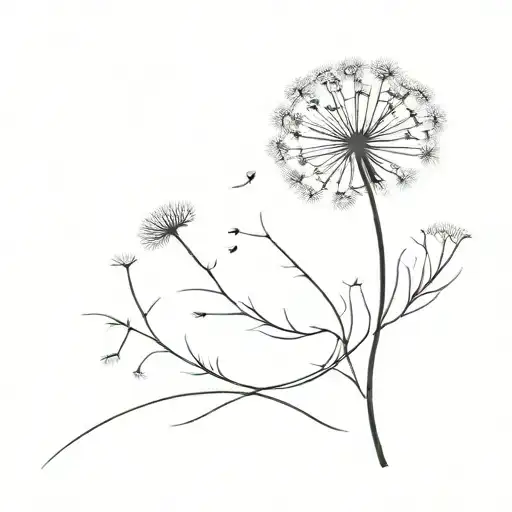 dandelion semicolon without stems  tattoo design idea