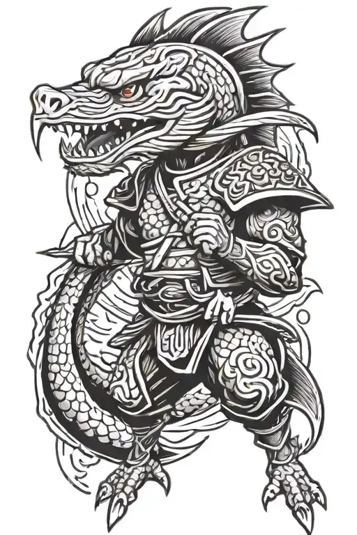 Pike Japanese woodcut style tattoo design idea