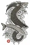 Pike Japanese woodcut style tattoo design idea