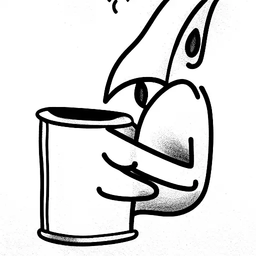 cartoon sheet ghost, drinking a coffee and reading a book tattoo design idea