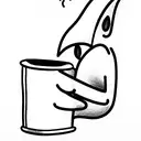 cartoon sheet ghost, drinking a coffee and reading a book tattoo design idea