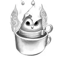 Casper, the ghost, drinking a coffee and reading a book tattoo design idea