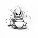 Casper, the ghost, drinking a coffee and reading a book tattoo design idea