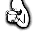 Casper the ghost drinking coffee and reading a book  tattoo design idea