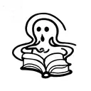 Casper the ghost drinking coffee and reading a book  tattoo design idea