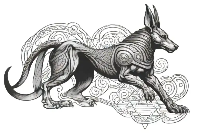 anubis scale balanced tattoo design idea