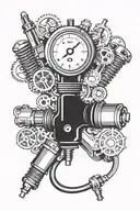car spark plug turbine engine and rev counter tattoo design idea