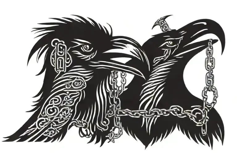 couple of ravens get the chain in his mouths eyes disgusting scary evil tattoo design idea