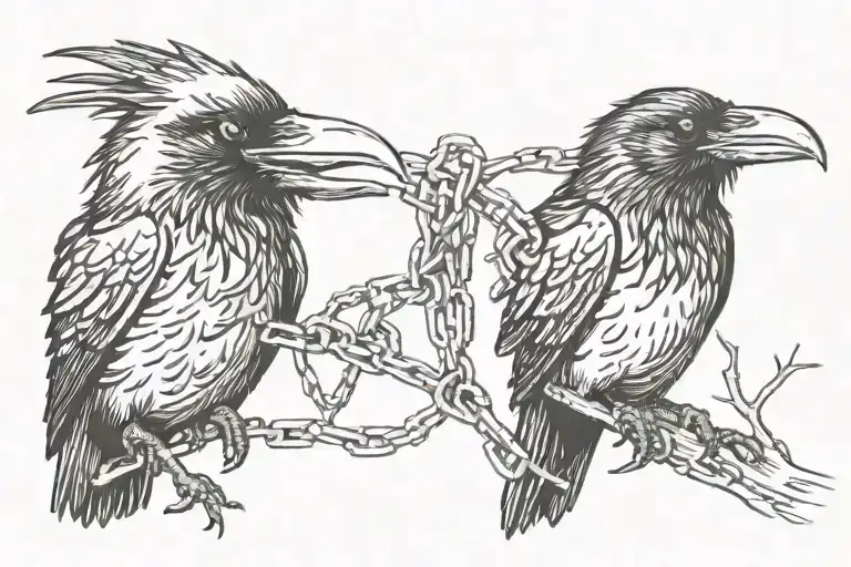 couple of ravens get the chain in his mouths eyes disgusting scary evil tattoo design idea