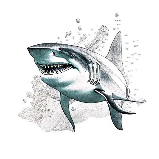 scuba diving shark tattoo design idea