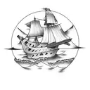 sunken ship tattoo design idea