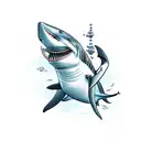 scuba diving shark tattoo design idea