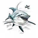 scuba diving shark tattoo design idea