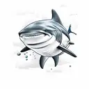 scuba diving shark tattoo design idea