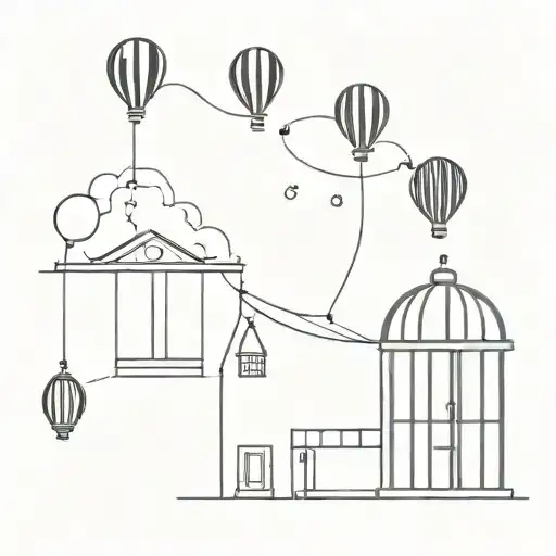 Black Ballons and jail cell tattoo design idea