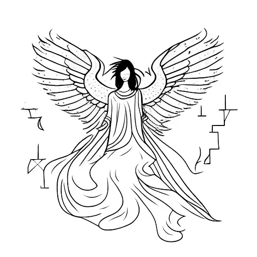 Falling angel tattoo design idea