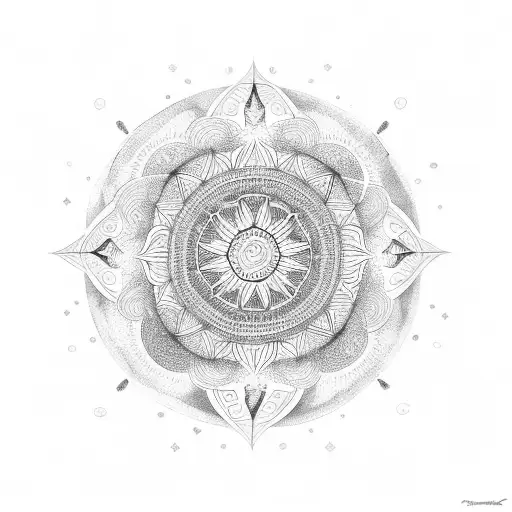 mandala sol y luna simple tattoo design idea