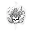 mermaid skeleton tattoo design idea