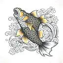 Japanese Koi Northern Pike  tattoo design idea