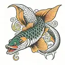 Japanese Koi Northern Pike  tattoo design idea