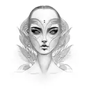 wing covers girl face tattoo design idea