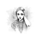 wing covers girl face tattoo design idea