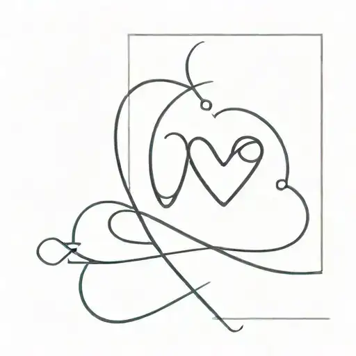 text 'jojo' lines with heart minimalist  tattoo design idea