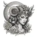Aries goddess tattoo design idea