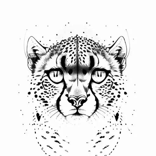 cheetah French style tattoo design idea