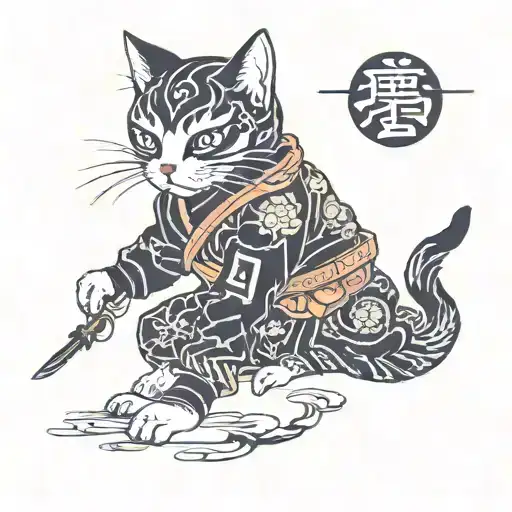 Cats ninja  tattoo design idea