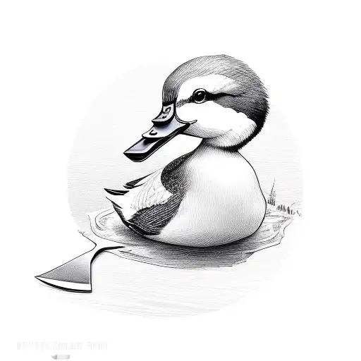 cute duck holding knife tattoo design idea