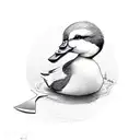 cute duck holding knife tattoo design idea