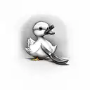 cute duck holding knife tattoo design idea