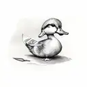 cute duck holding knife tattoo design idea