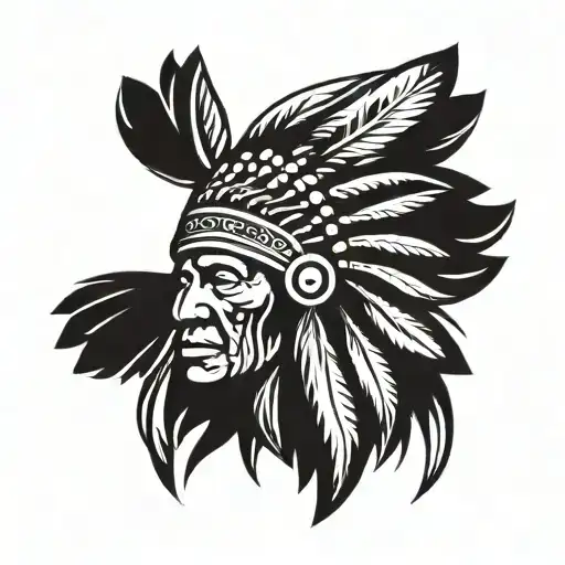indian chief headress tattoo design idea