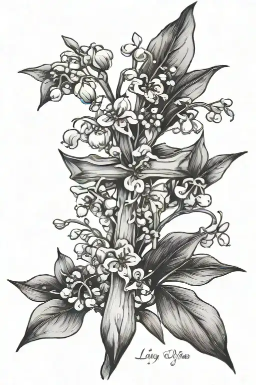 Lily of the valley, Philippians 1:6, cross, dogwood tree tattoo design idea