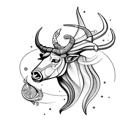 Taurus and Sagittarius zodiac symbols intertwined  tattoo design idea