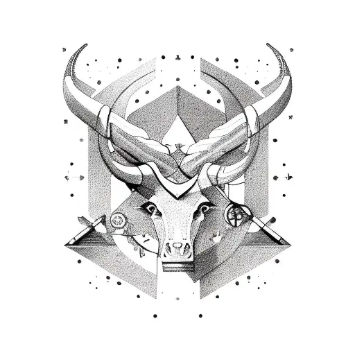 Taurus and Sagittarius zodiac symbols intertwined  tattoo design idea