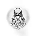 skeleton with alive woman tattoo design idea